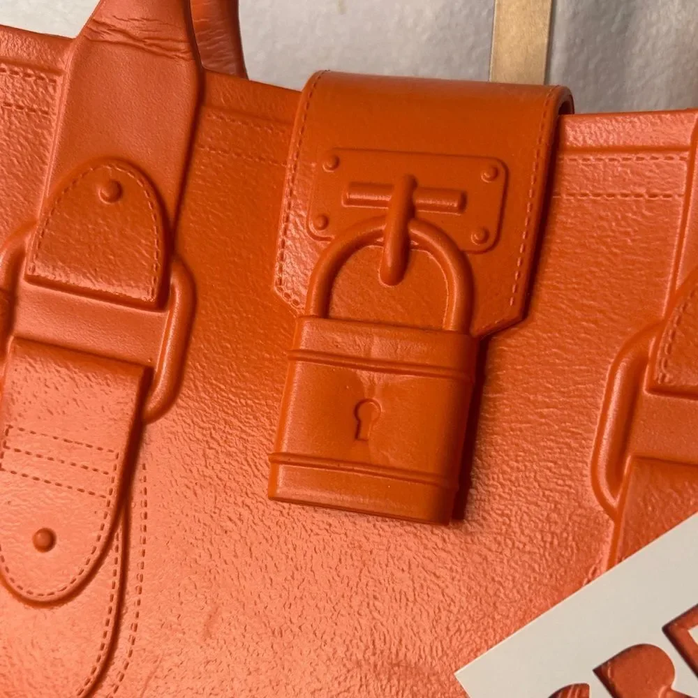Great Bag Co -Orange Padlock Tote Structured Statement Bag